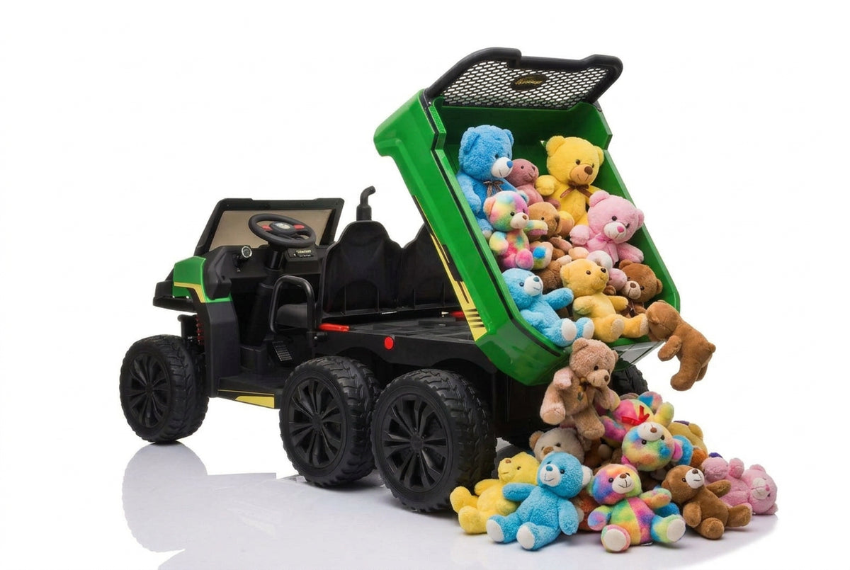24V Farm Truck UTV 2 Seater 6 Wheels with Tipper Electric Kids' Ride-On Car with Parental Remote Controller Green-KOW Kids On Wheelz