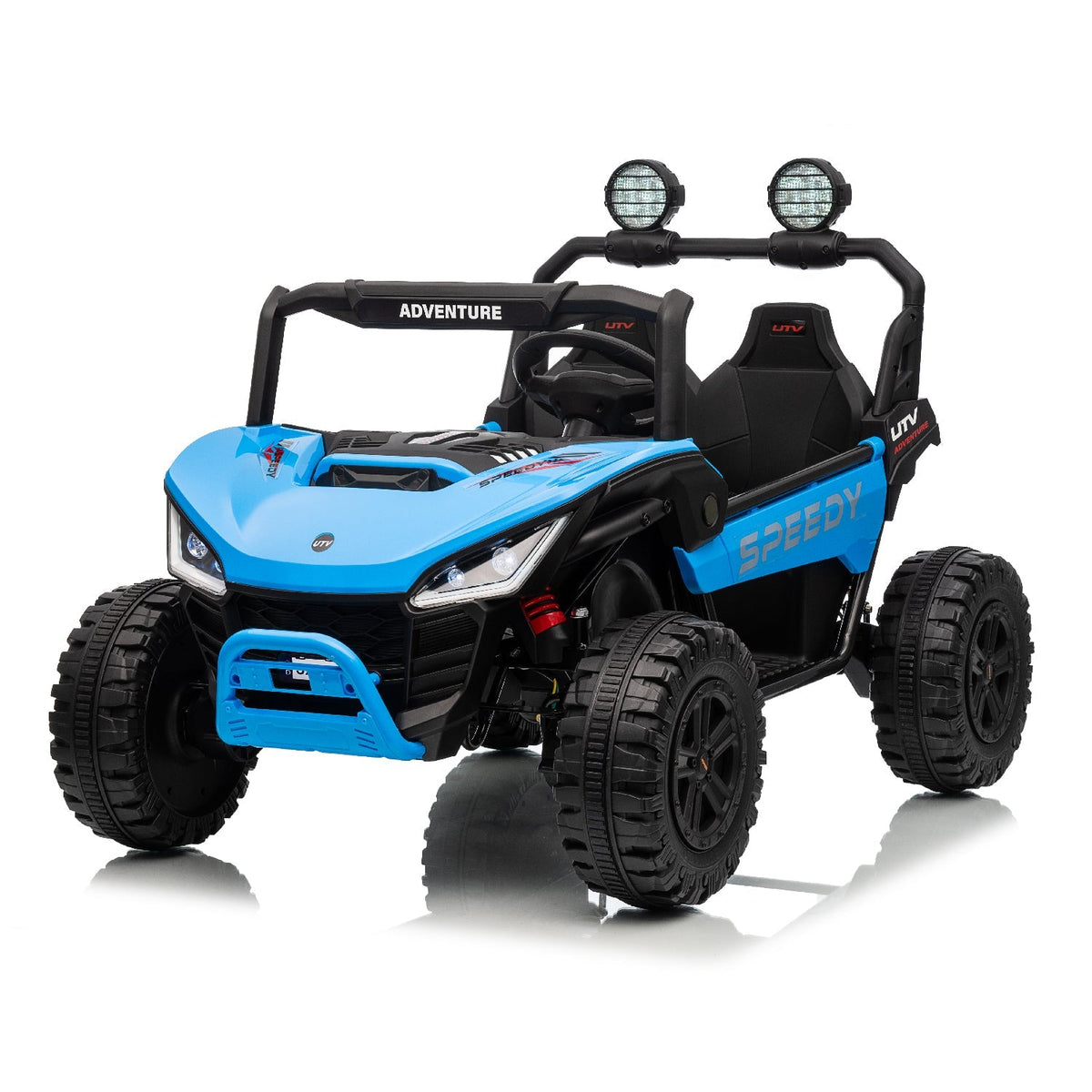 kids riding together on a 2-seater electric ATV