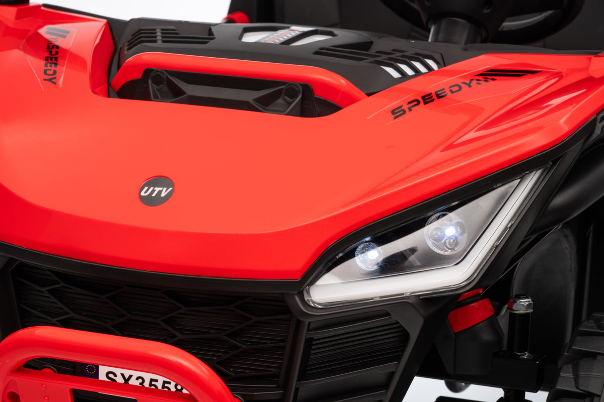 24V ride-on ATV for kids with quad motors and safety seatbelts
