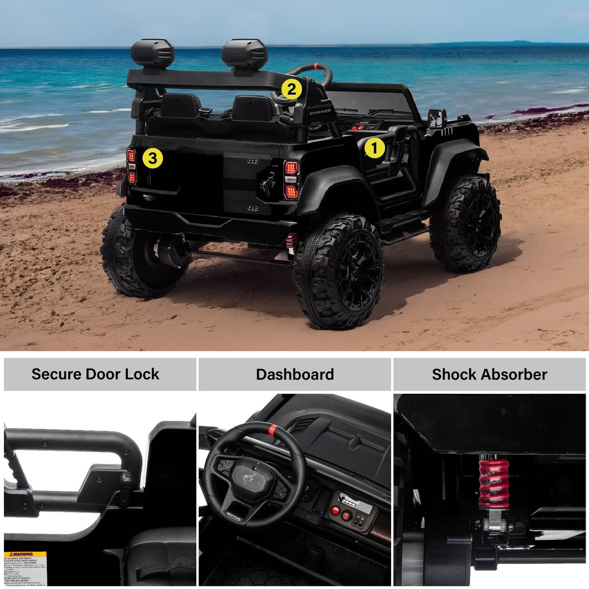 Ford Bronco Raptor 24V 2-Seater Electric Ride-On Car – Parental Remote