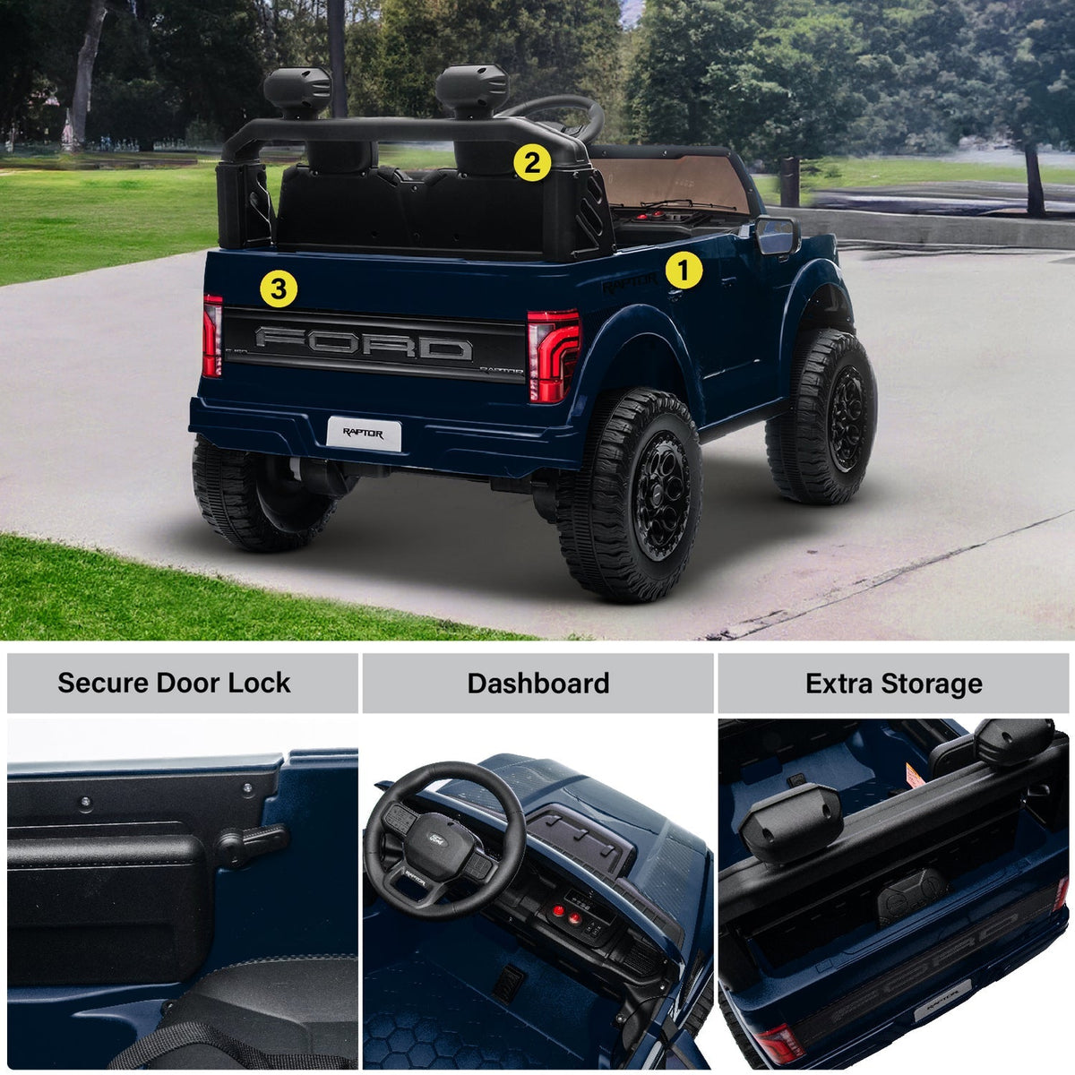 Ford F-150 Raptor 24V 2 Seater Ride-On Truck for Kids With Parental Control
