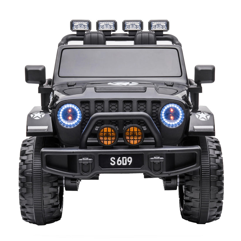 Monster Jeep Truck S609 24V 4x4 Two Seater Electric Kids Ride On Off Road Leather Seat Rubber Wheel