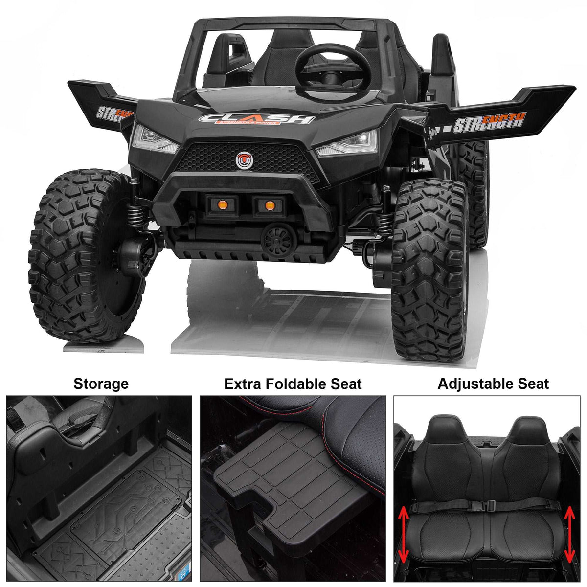 High Speed 24V Dune Buggy Up To 15 km/h Off-Road UTV Limited Edition Black with Remote Control and Rubber Tires