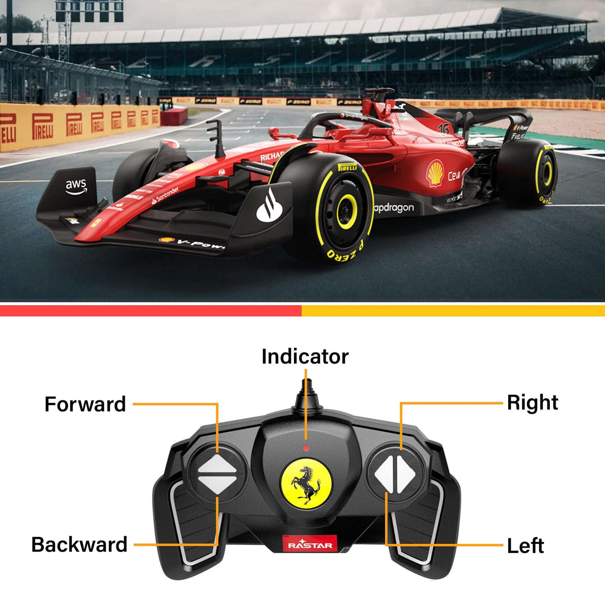 Ferrari F1 75 RC Car 1/18 Scale Licensed Remote Control Toy Car, Official F1 Merchandise by Rastar