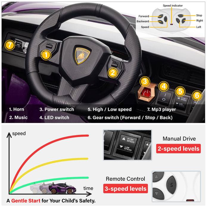Lamborghini SIAN FKP 37 12V Ride on Car On Seater with Scissor Doors