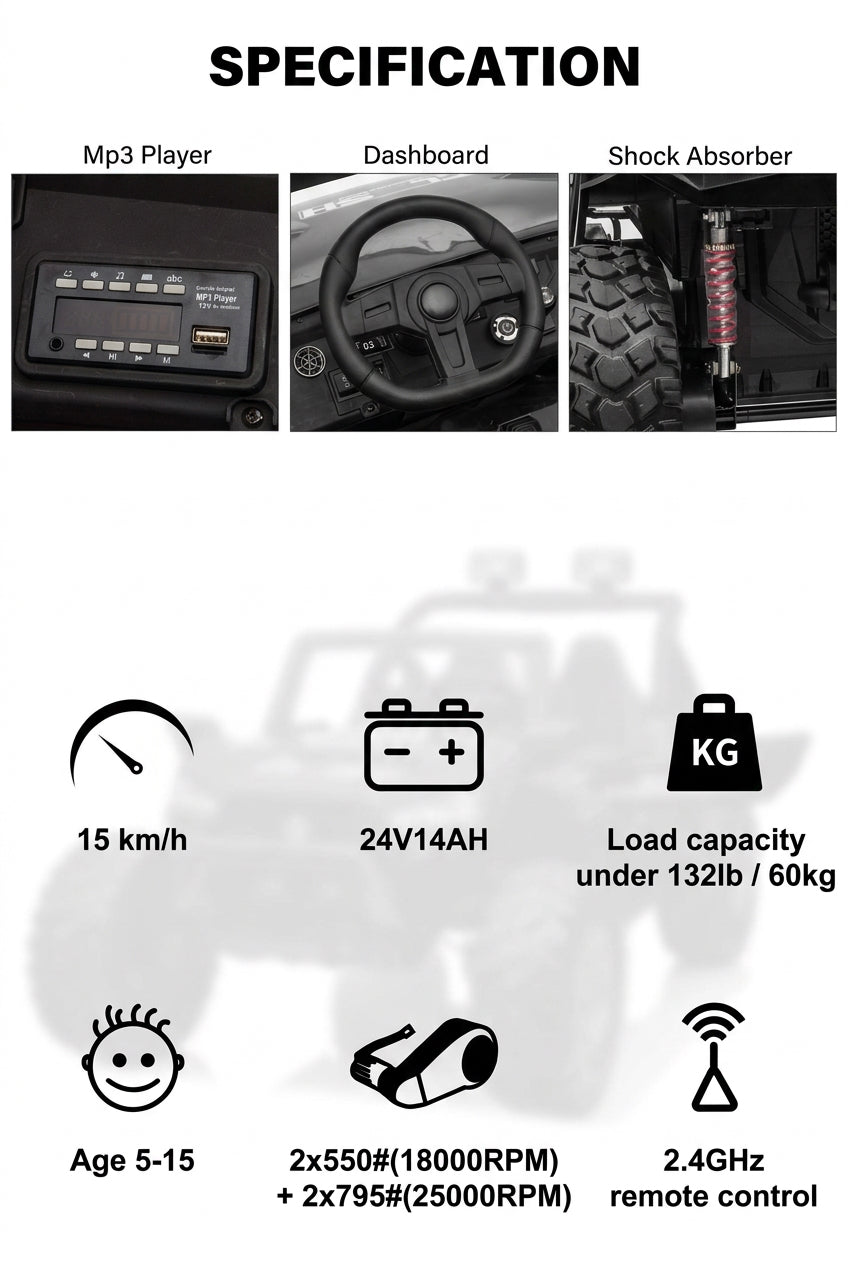 2.0 Speed Demon 24V High-Speed 2-Seater XXL Off-Road UTV