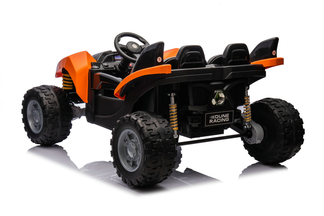 Dune Racer Shark Attack Edition 24V 4x4 Ride-On Car – 2-Seater Kids Electric Dune Buggy with Rubber Wheels, Leather Seats, and Metal Chassis