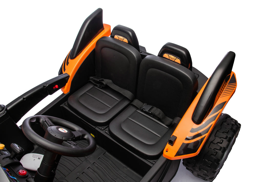 Dune Racer Shark Attack Edition 24V 4x4 Ride-On Car – 2-Seater Kids Electric Dune Buggy with Rubber Wheels, Leather Seats, and Metal Chassis