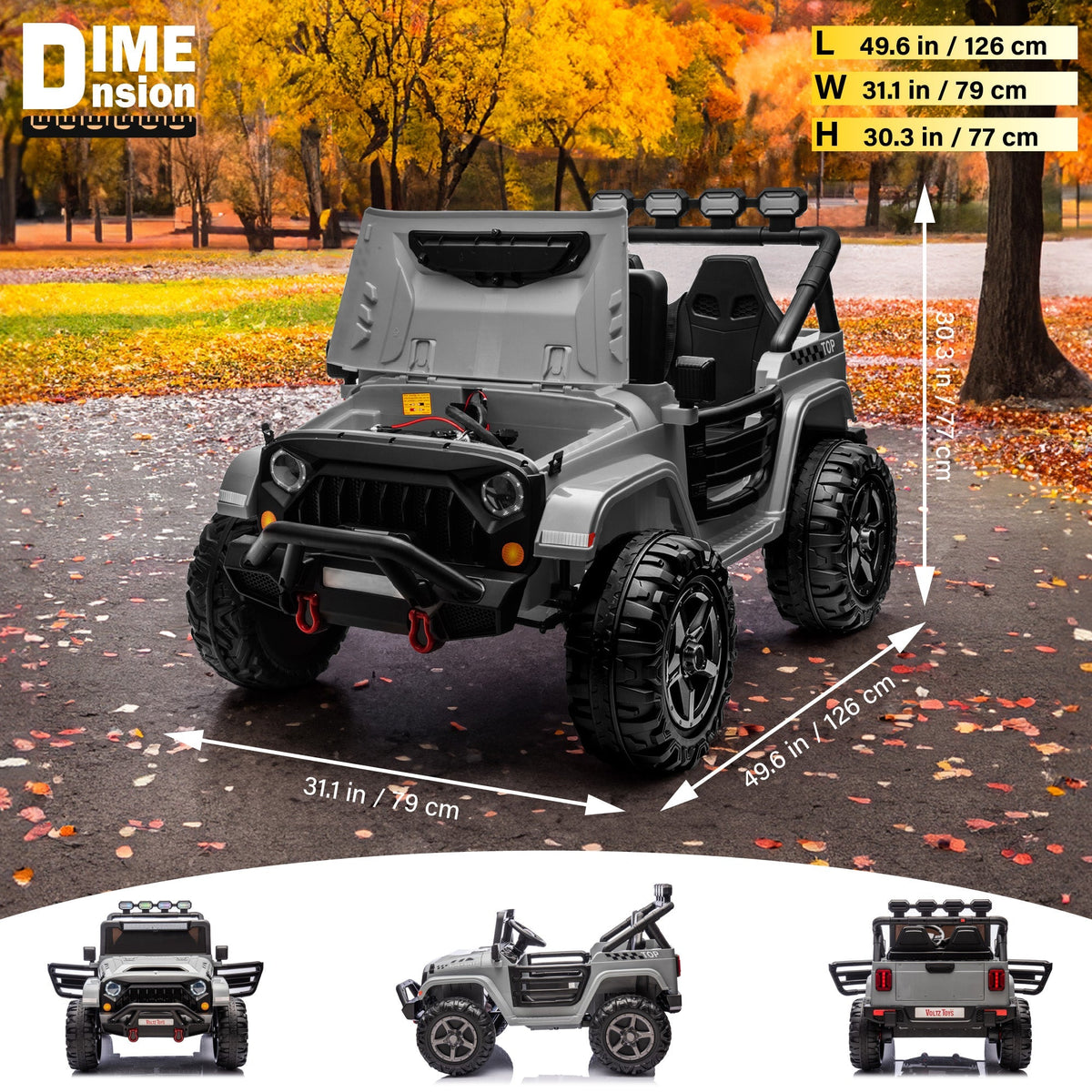 Voltz Toys 24V 2-Seater HVAOC Truck Ride-On Car Toy for Kids, Open Doors, LED Lights, 2.4G Remote Control and MP3 Player, Battery Powered Electric Vehicle Kids