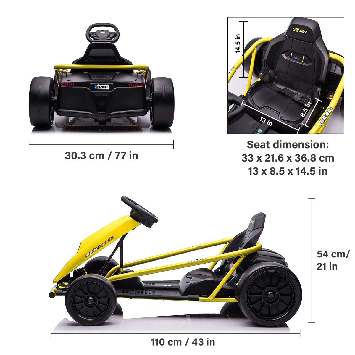 KOW 2025 Go Kart 24V Outdoor Racer Drifter Go Kart for Kids and Adult Kids On Wheelz