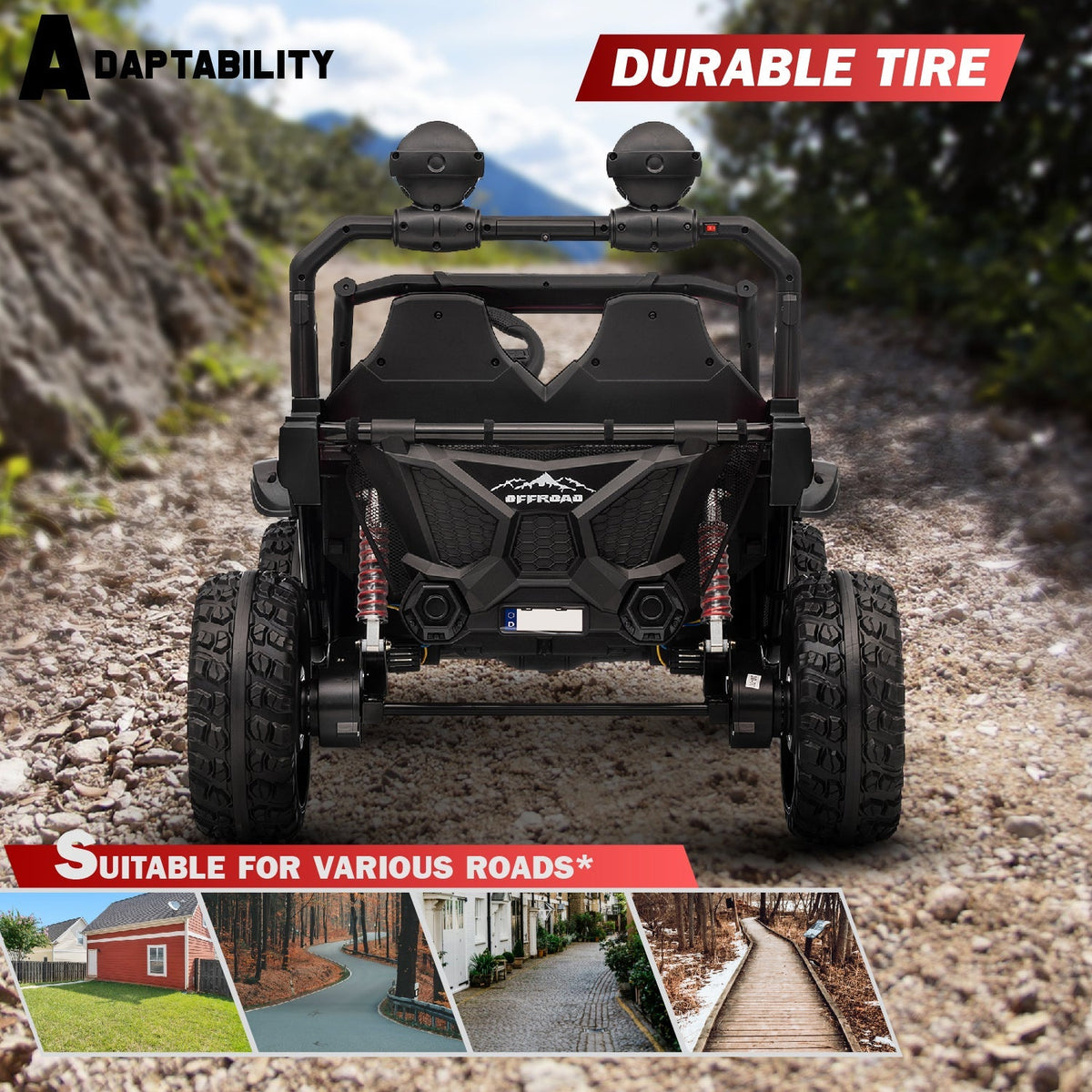 Kids UTV ride-on with 2.4GHz parental remote and emergency stop