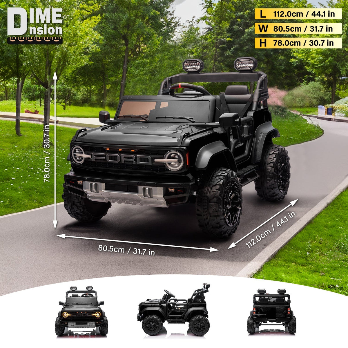 Ford Bronco Raptor 24V 2-Seater Electric Ride-On Car – Parental Remote