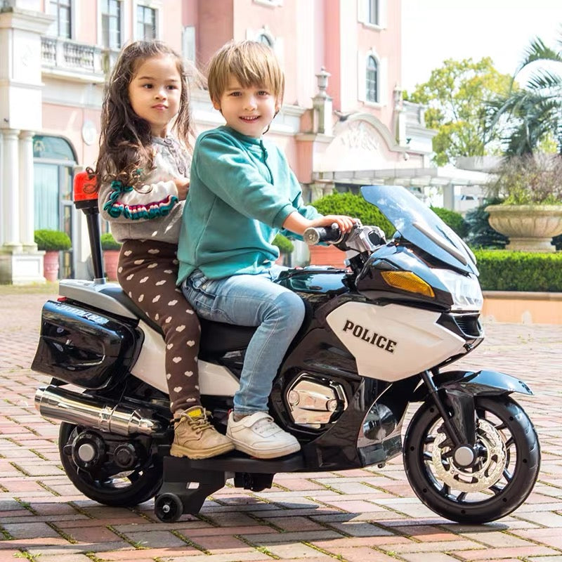 Police Officer Edition 24V Kids Motorcycle With Music, Lights and Rubber Wheels
