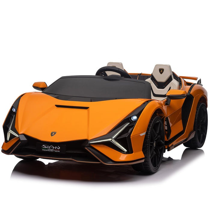 Lamborghini SIAN 24V 2 Seater Ride on Car for Kids with 4WD, Parental Remote Control, EVA Wheels, Leather Seat