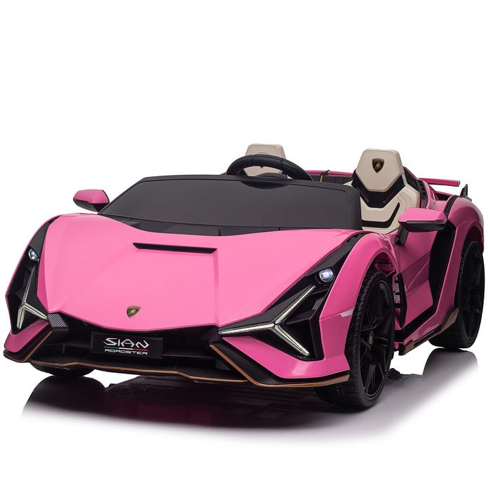 Lamborghini SIAN 24V 2 Seater Ride on Car for Kids with 4WD, Parental Remote Control, EVA Wheels, Leather Seat