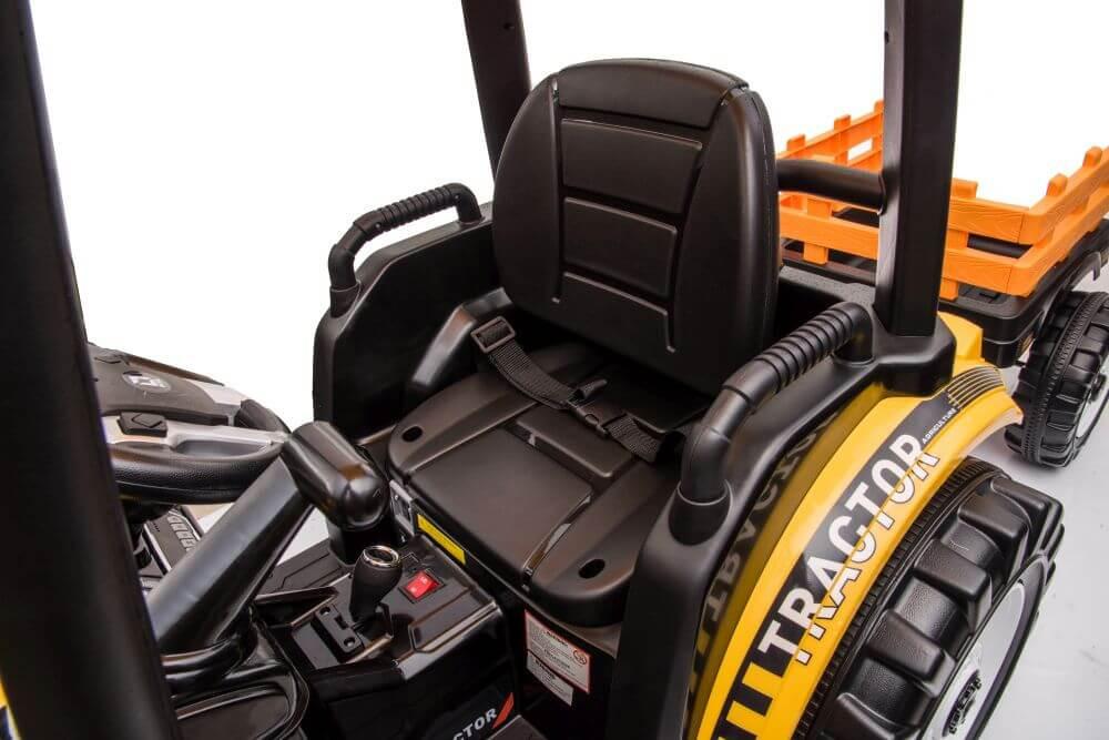 Kids 6-Wheel Electric Tractor with Trailer Yellow