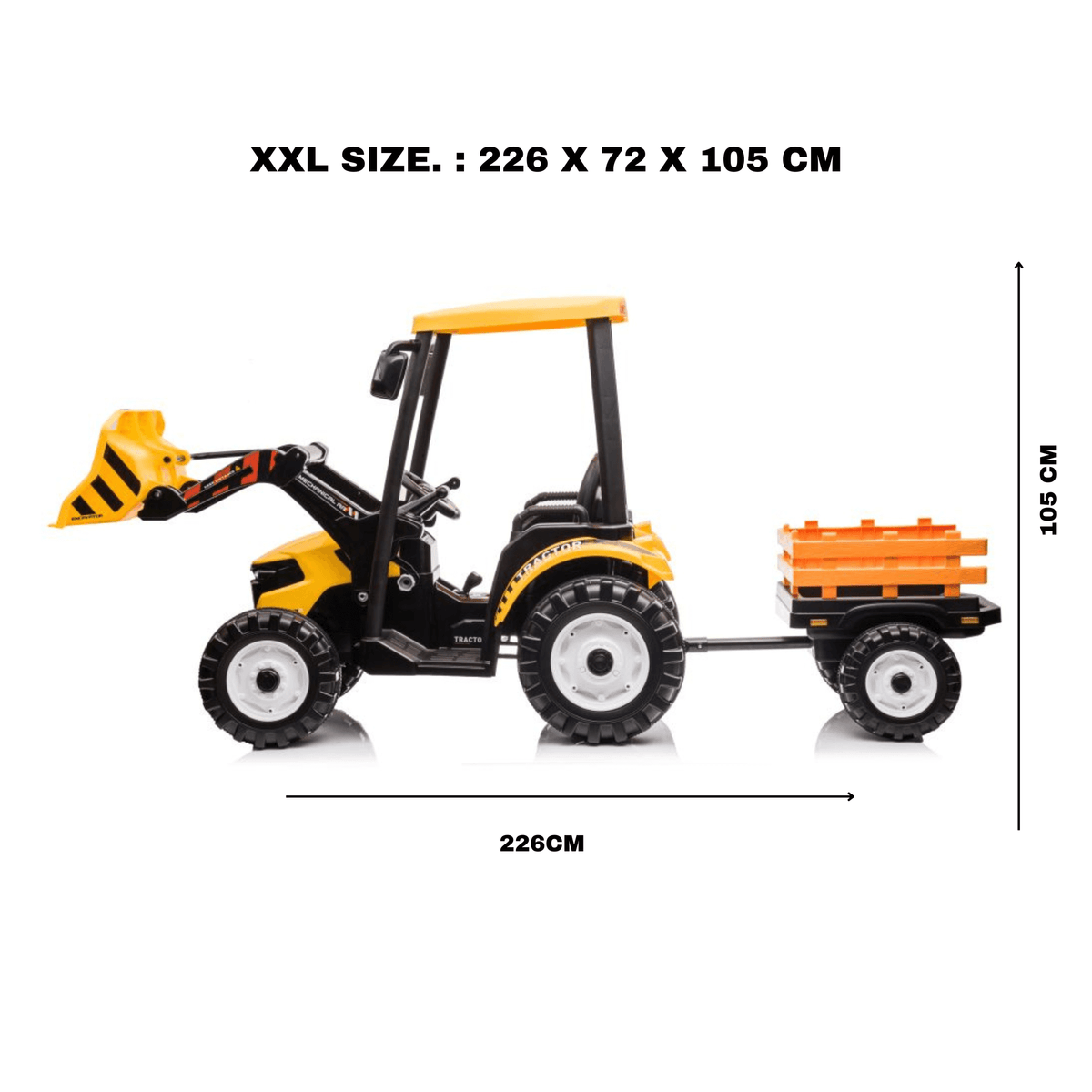 Kids 6-Wheel Electric Tractor with Trailer Yellow