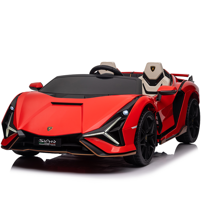 Lamborghini SIAN 24V 2 Seater Ride on Car for Kids with 4WD, Parental Remote Control, EVA Wheels, Leather Seat