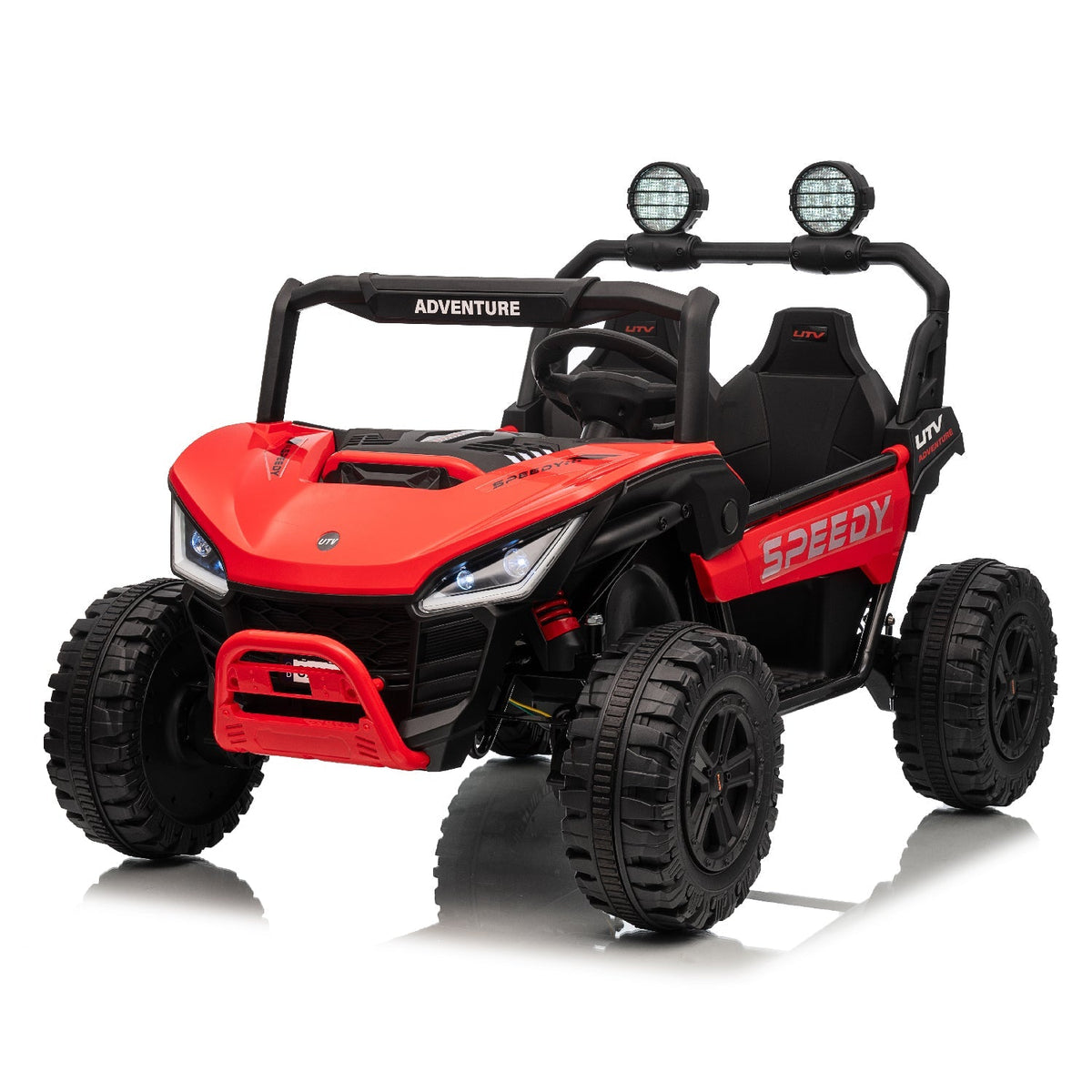Safe electric ride-on car with seat belts and parental remote