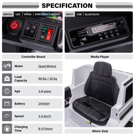 Mercedes Benz AMG G63 24V 2026 Kids Ride On Car One Seater with Parental Remote Control, LED Lights, Leather Seat and MP3, Licensed