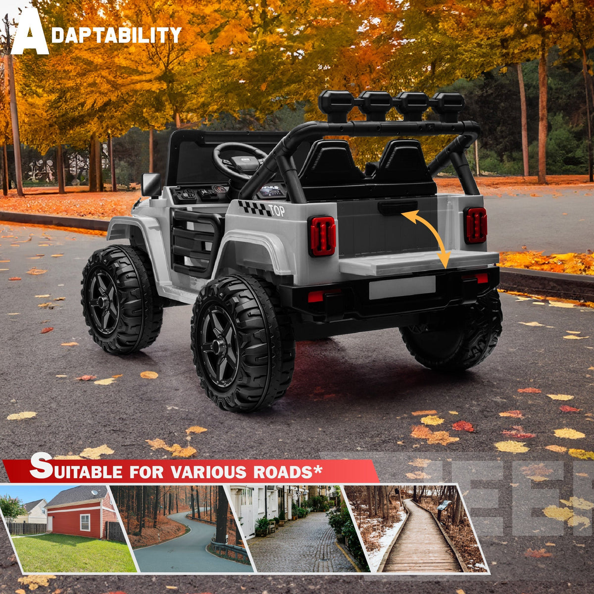 Voltz Toys 24V 2-Seater HVAOC Truck Ride-On Car Toy for Kids, Open Doors, LED Lights, 2.4G Remote Control and MP3 Player, Battery Powered Electric Vehicle Kids
