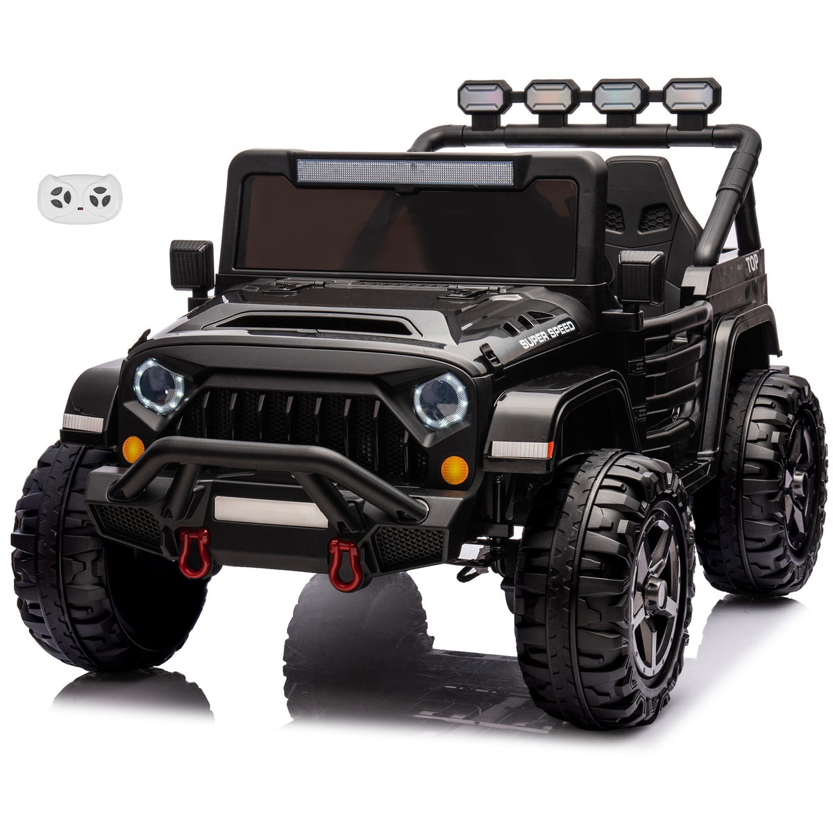 Voltz Toys 24V 2-Seater HVAOC Truck Ride-On Car Toy for Kids, Open Doors, LED Lights, 2.4G Remote Control and MP3 Player, Battery Powered Electric Vehicle Kids