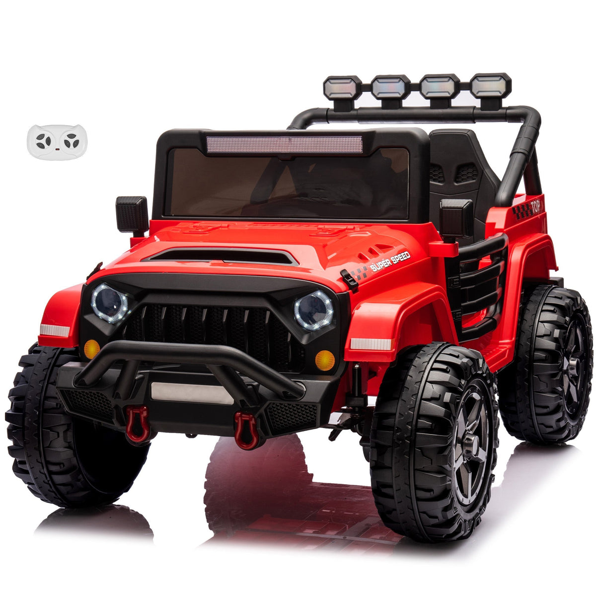 Voltz Toys 24V 2-Seater HVAOC Truck Ride-On Car Toy for Kids, Open Doors, LED Lights, 2.4G Remote Control and MP3 Player, Battery Powered Electric Vehicle Kids